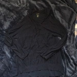 Blue top with hood and sheer back